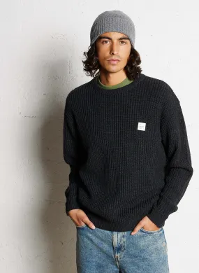 AMERICAN VINTAGE CRASHWAY - Jersey holgado de punto con cuello redondo en negro