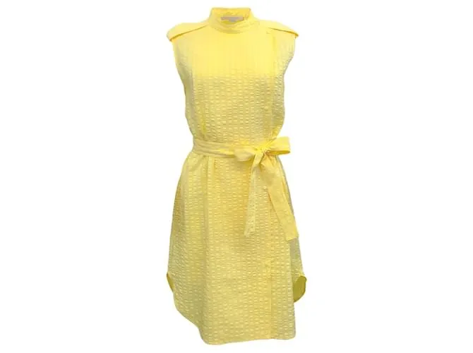 Autre Marque Vestido sin mangas de jacquard amarillo con cinturón anudado de Stella McCartney 