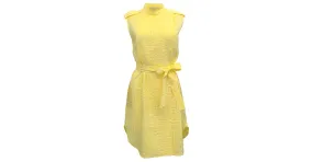 Autre Marque Vestido sin mangas de jacquard amarillo con cinturón anudado de Stella McCartney 