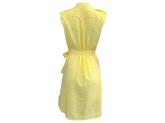 Autre Marque Vestido sin mangas de jacquard amarillo con cinturón anudado de Stella McCartney 