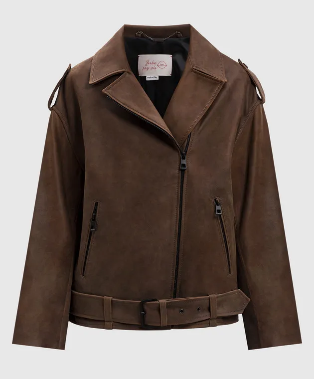 Babe Pay Pls Brown jacket made of nubuck