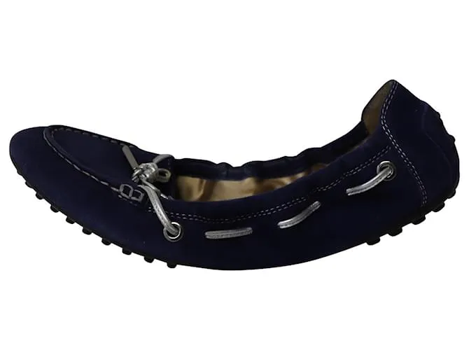 Bailarinas Tod's Scrunch en ante azul real 