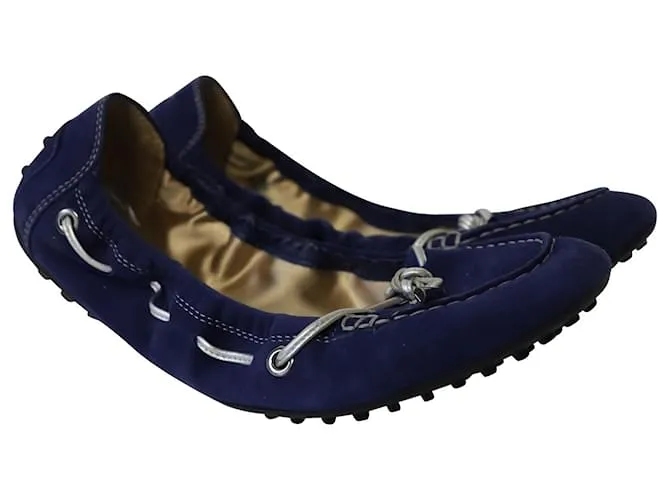 Bailarinas Tod's Scrunch en ante azul real 