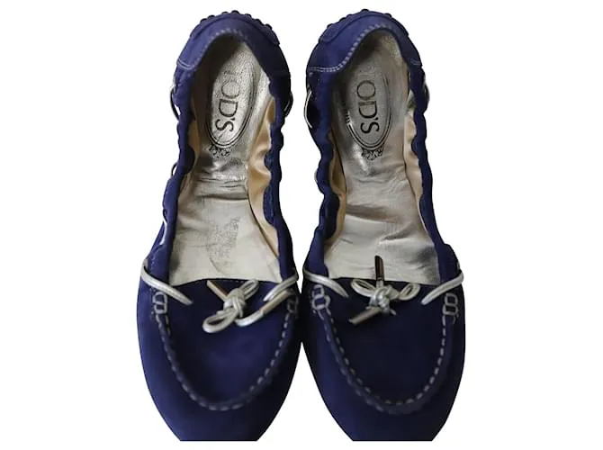 Bailarinas Tod's Scrunch en ante azul real 