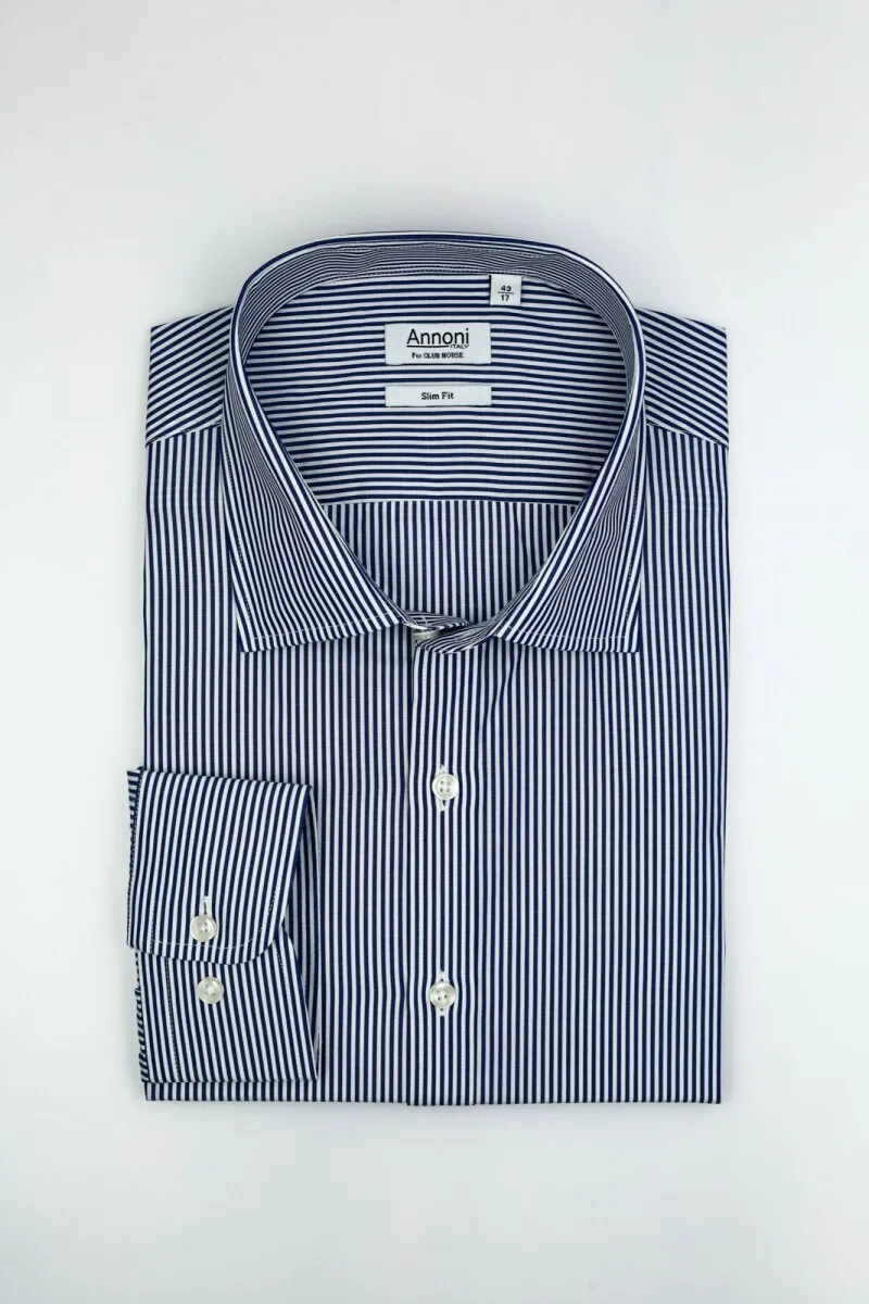 Camisa Annoni Short collar Fantasía - Rayas Navy