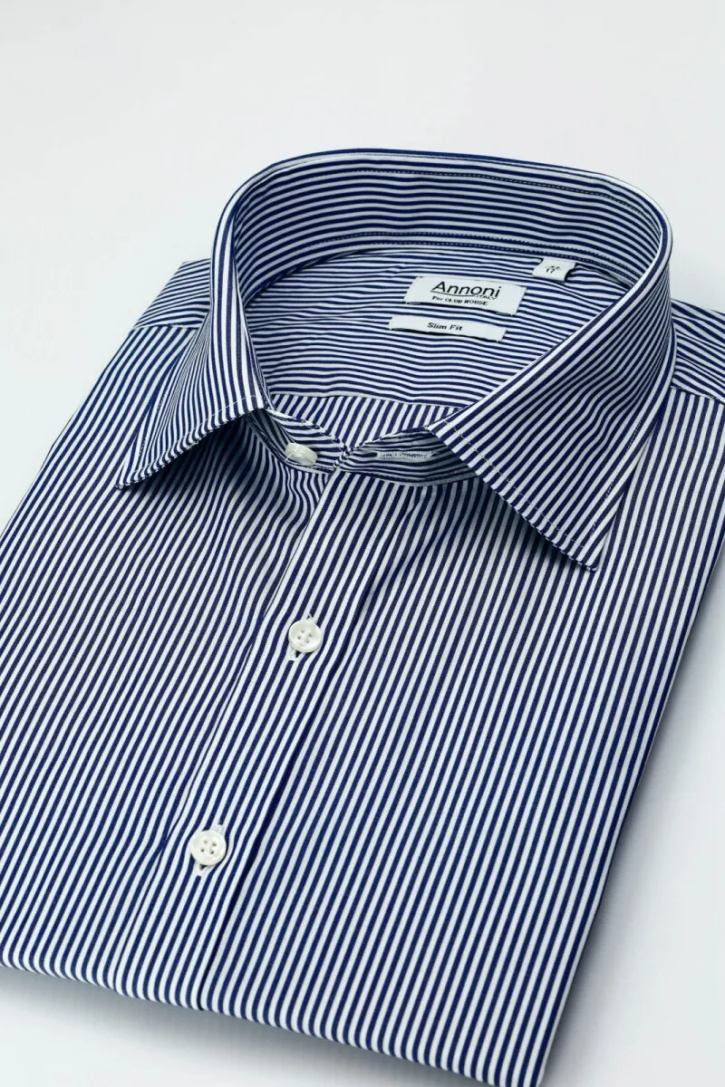 Camisa Annoni Short collar Fantasía - Rayas Navy