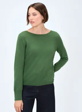 CAROLL MZOAN - Jersey recto de cachemira con cuello barco en verde