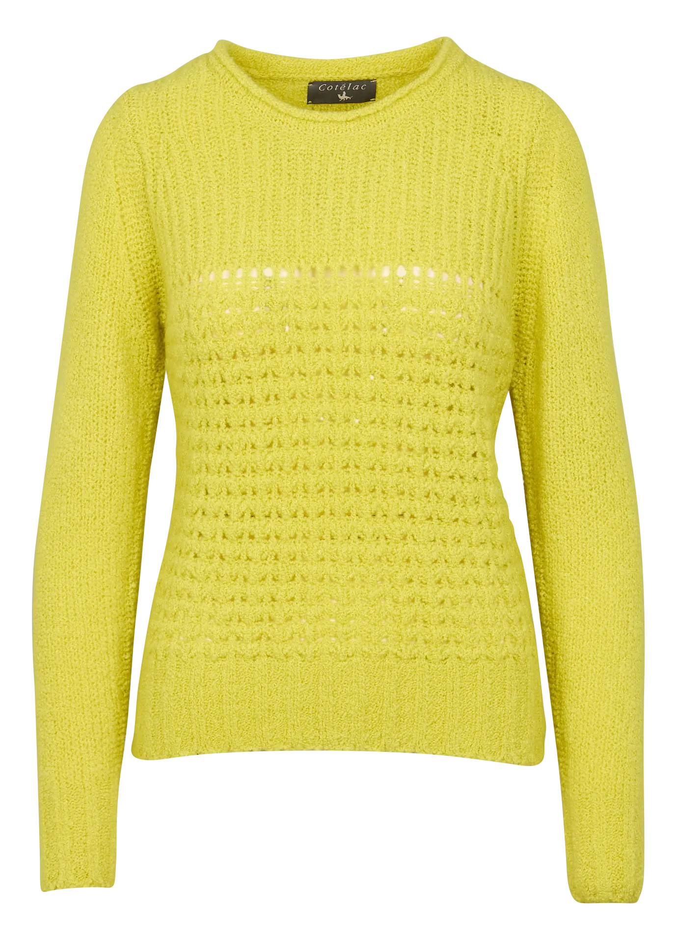 COTELAC Jersey recto de mezcla de lana con cuello redondo en amarillo