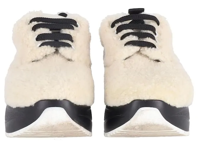 Céline Zapatillas Celine Delivery Shearling Platform en lana color crema Blanco Crudo 