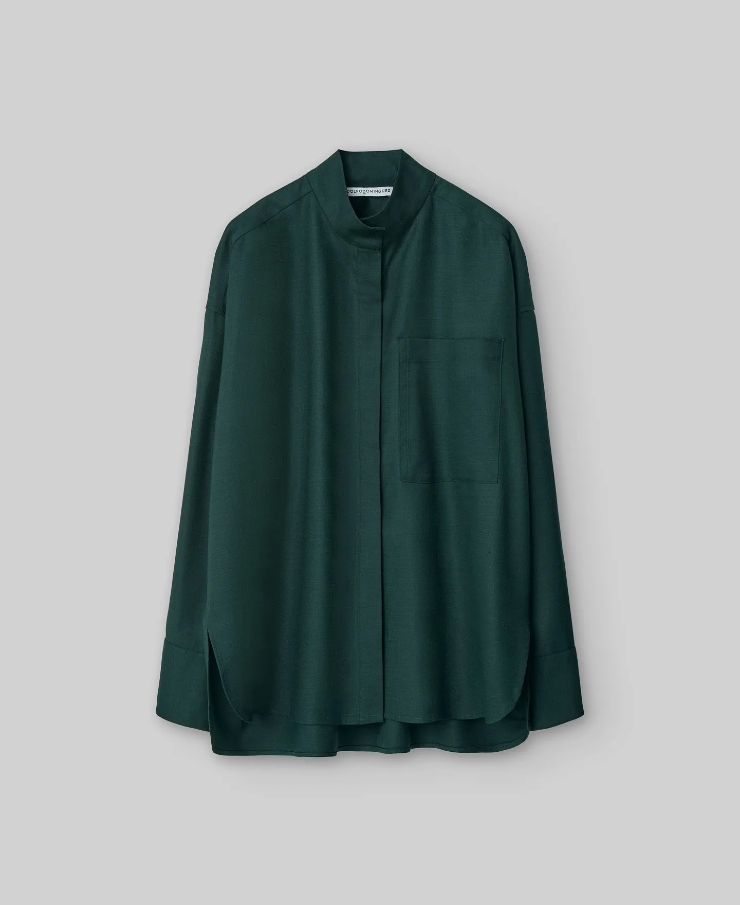 Dark green mandarin collar shirt woman