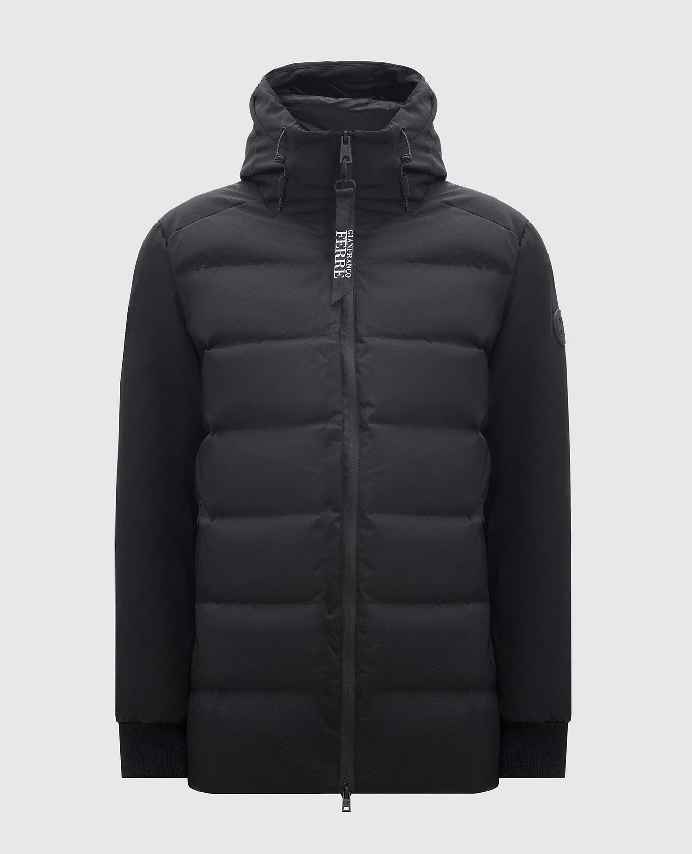 Gianfranco Ferre Black quilted down jacket with logo patch