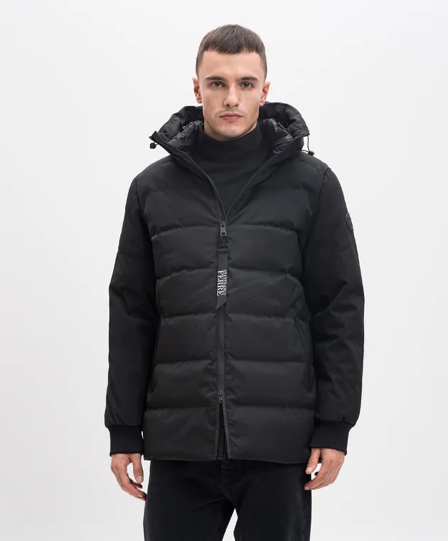 Gianfranco Ferre Black quilted down jacket with logo patch