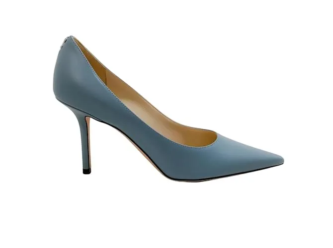 Jimmy Choo Amor De Cuero Azul Ahumado 85 Zapatillas 