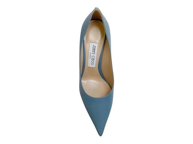 Jimmy Choo Amor De Cuero Azul Ahumado 85 Zapatillas 