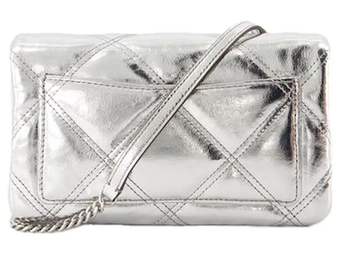 Kira Diamond Cartera Con Cadena - Tory Burch - Cuero - Plata Metálico 