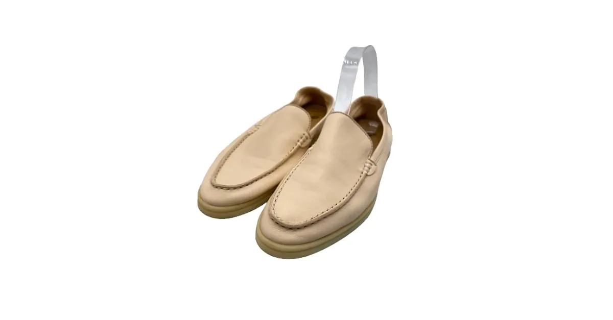 LORO PIANA Bailarinas T.UE 38 cuero Beige 