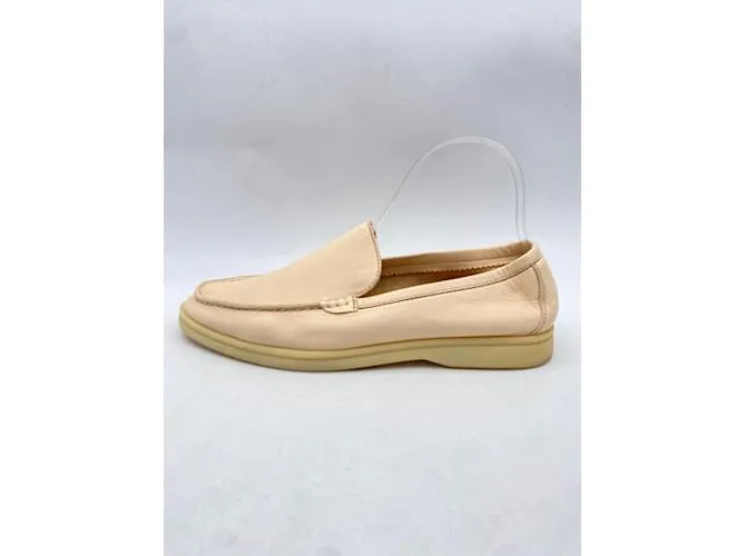 LORO PIANA Bailarinas T.UE 38 cuero Beige 