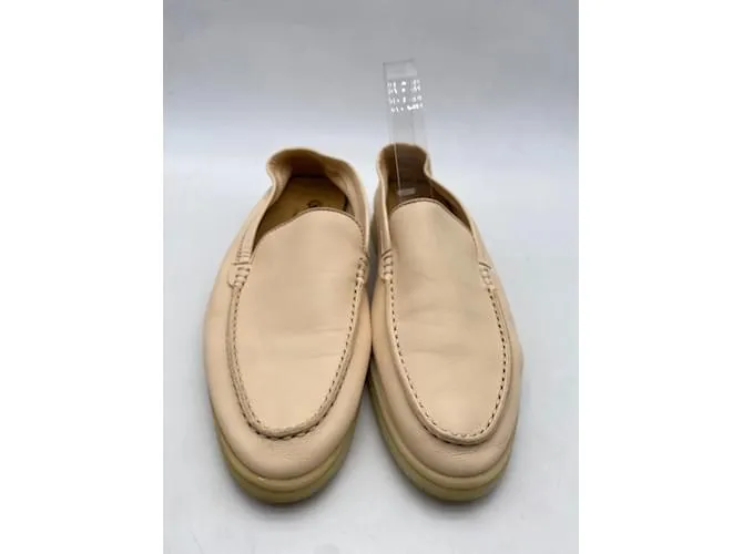 LORO PIANA Bailarinas T.UE 38 cuero Beige 