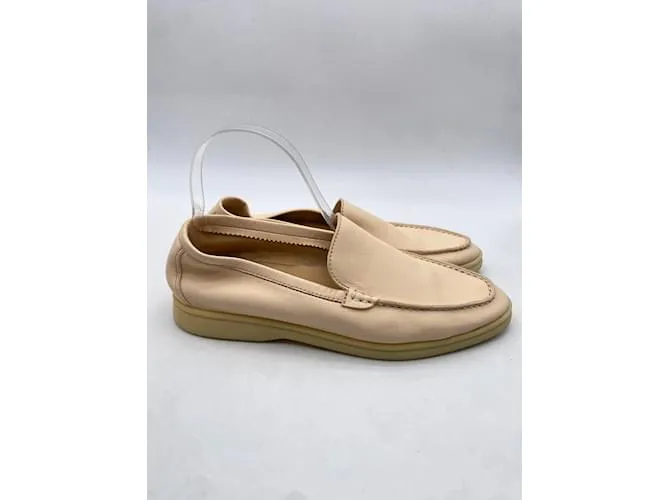 LORO PIANA Bailarinas T.UE 38 cuero Beige 