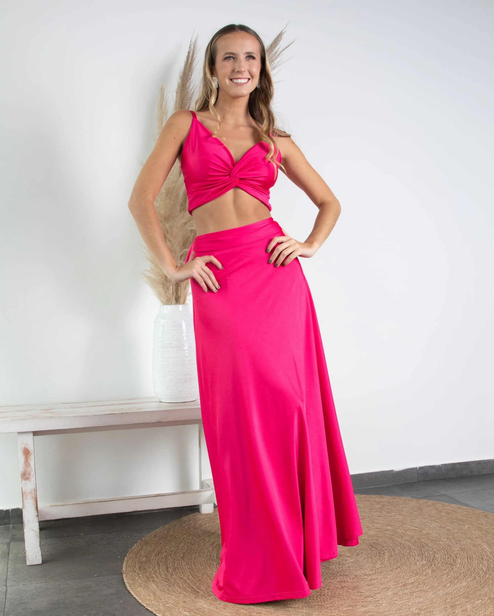 Maxi Falda Pascuala Lycra Dupont Fucsia