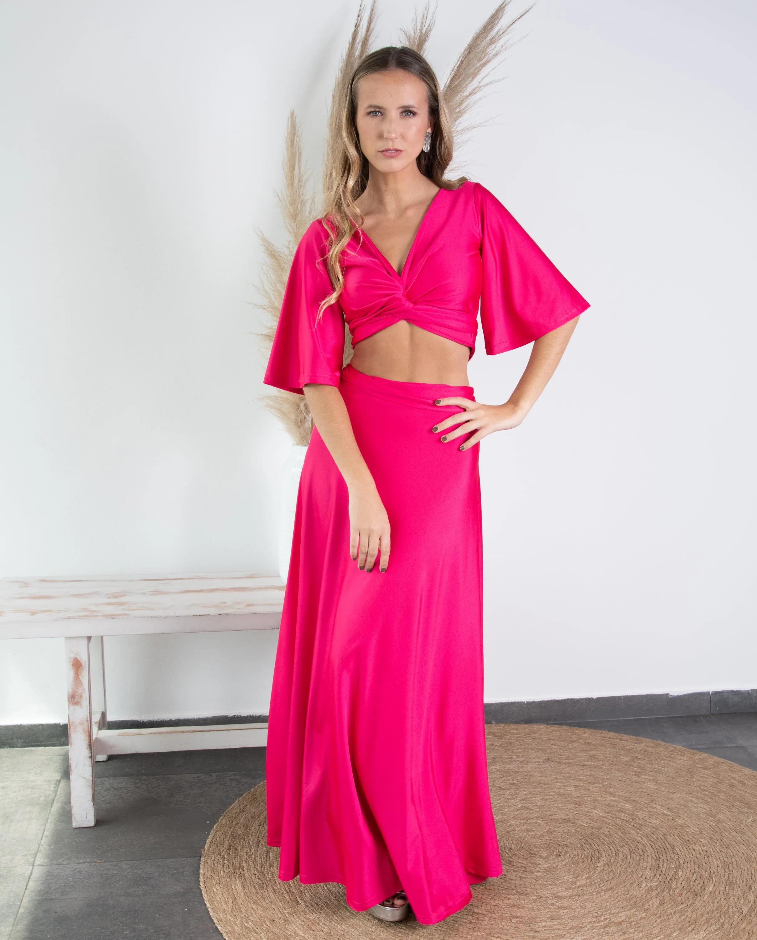 Maxi Falda Pascuala Lycra Dupont Fucsia