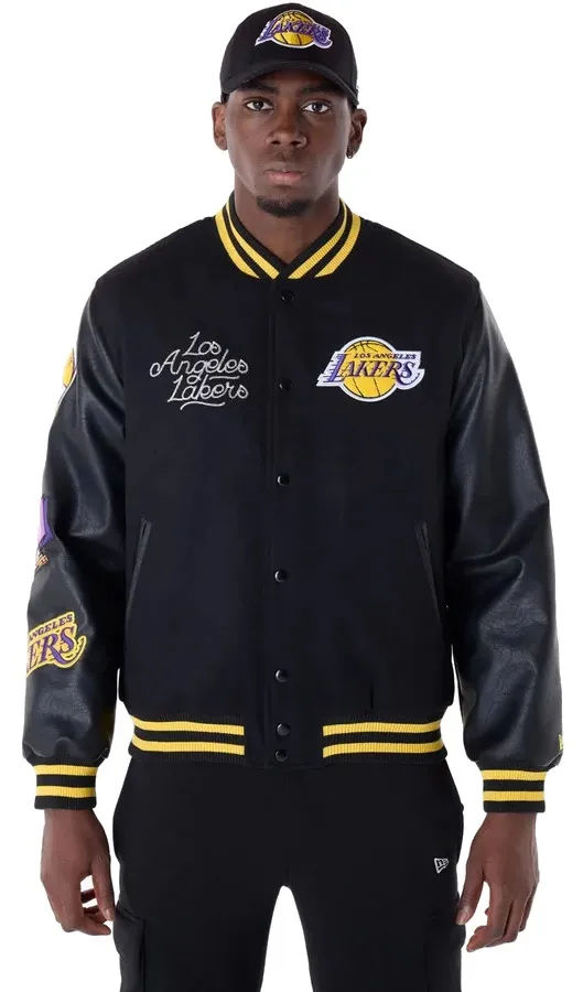 New Era NBA LA Lakers Patch Varsity Jacket "Black "