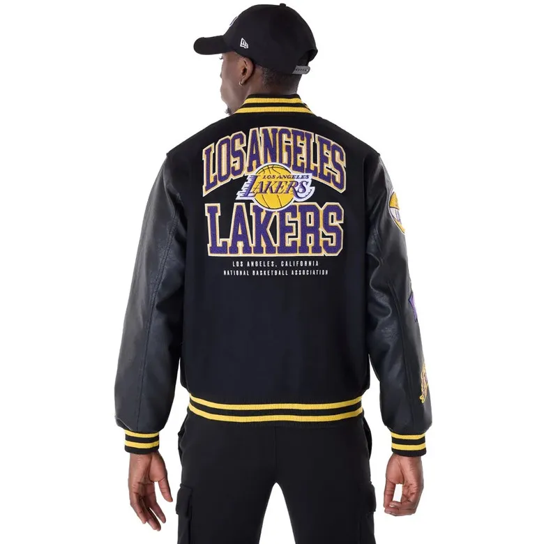 New Era NBA LA Lakers Patch Varsity Jacket "Black "