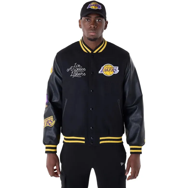 New Era NBA LA Lakers Patch Varsity Jacket "Black "