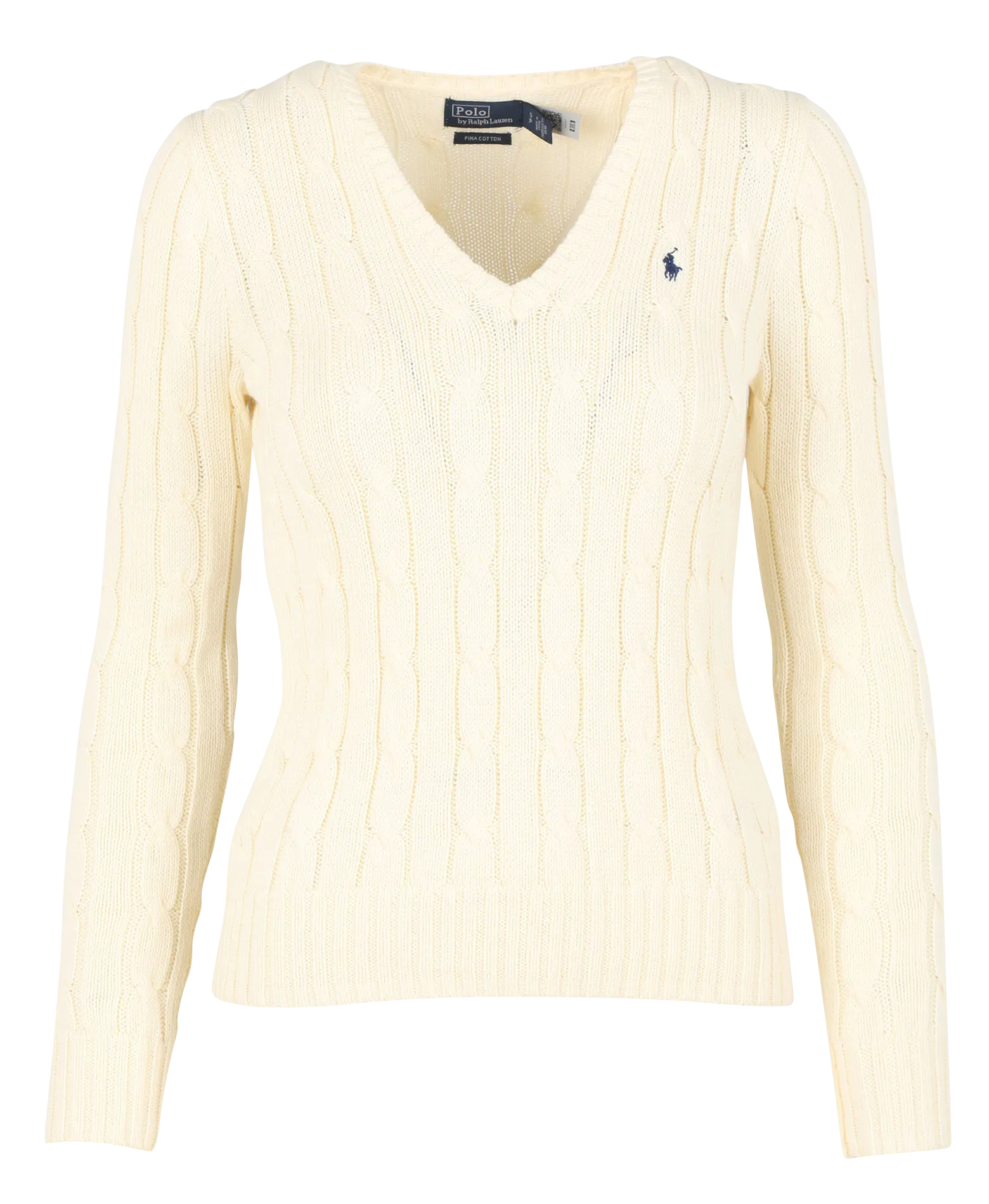 POLO RALPH LAUREN Jersey de algodón bordado con cuello de pico en beige