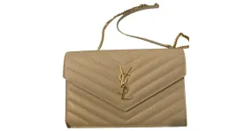 Saint Laurent Sobre de cadena billetera Beige 