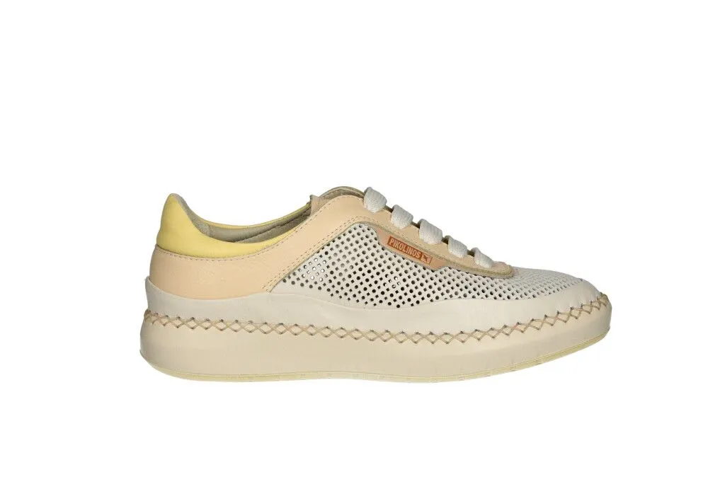 Sneaker Piel Beig Calados Pieza Talon Amarillo