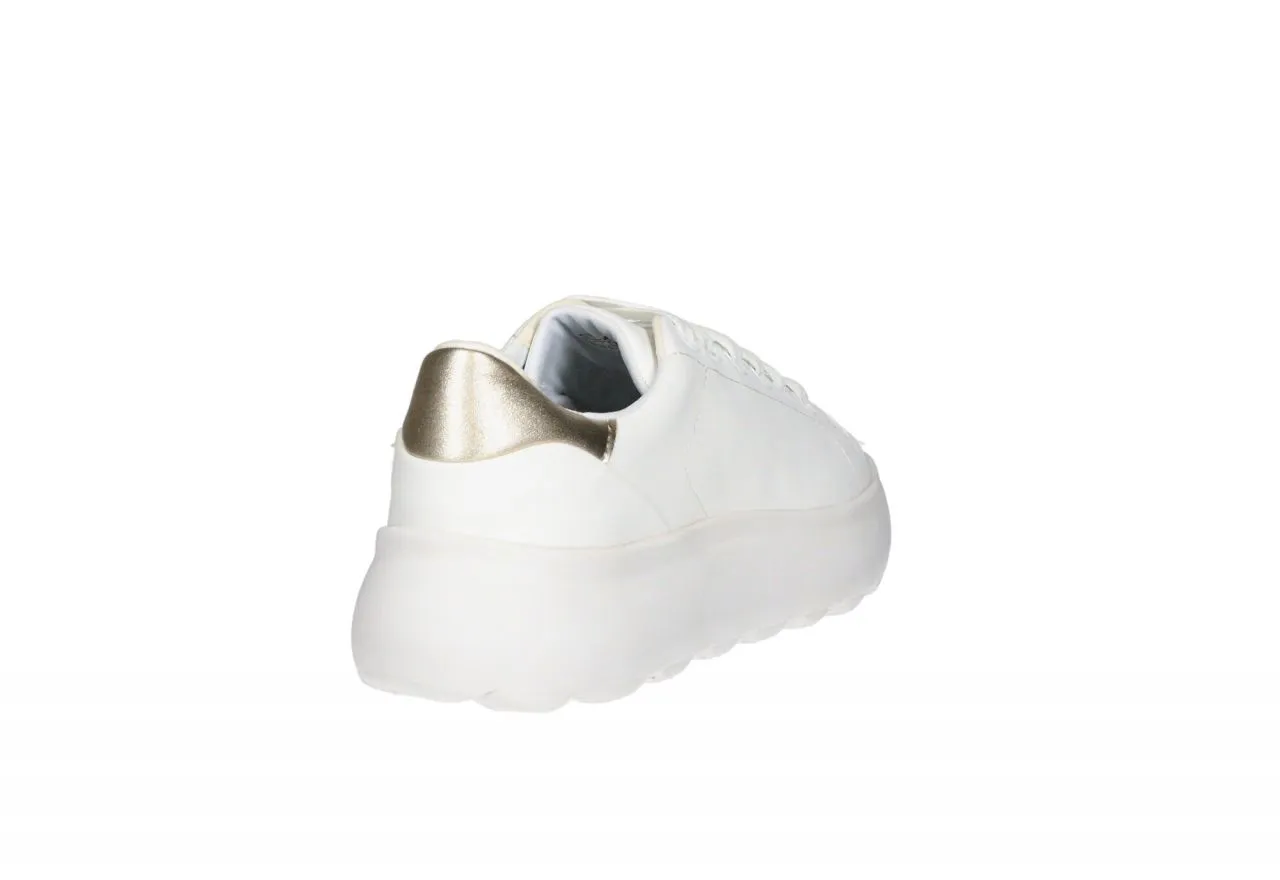 Sneaker Piel Blanco Pieza Talon Dorado Piso Grueso