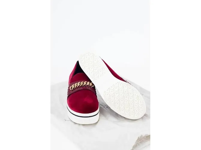 Stella Mc Cartney zapatillas Binx de terciopelo Burdeos 