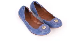 TORY BURCH Bailarinas T.UE 38 cuero Azul 