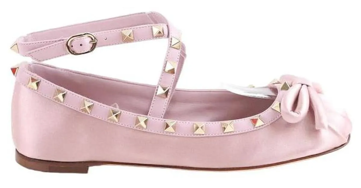 Valentino Bailarinas de cuero Rosa 