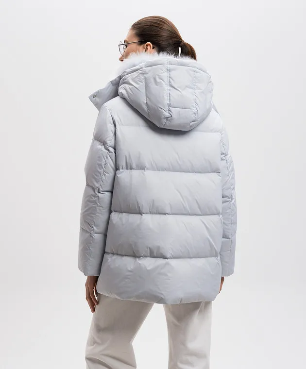 Yves Salomon Army Blue down jacket with fur