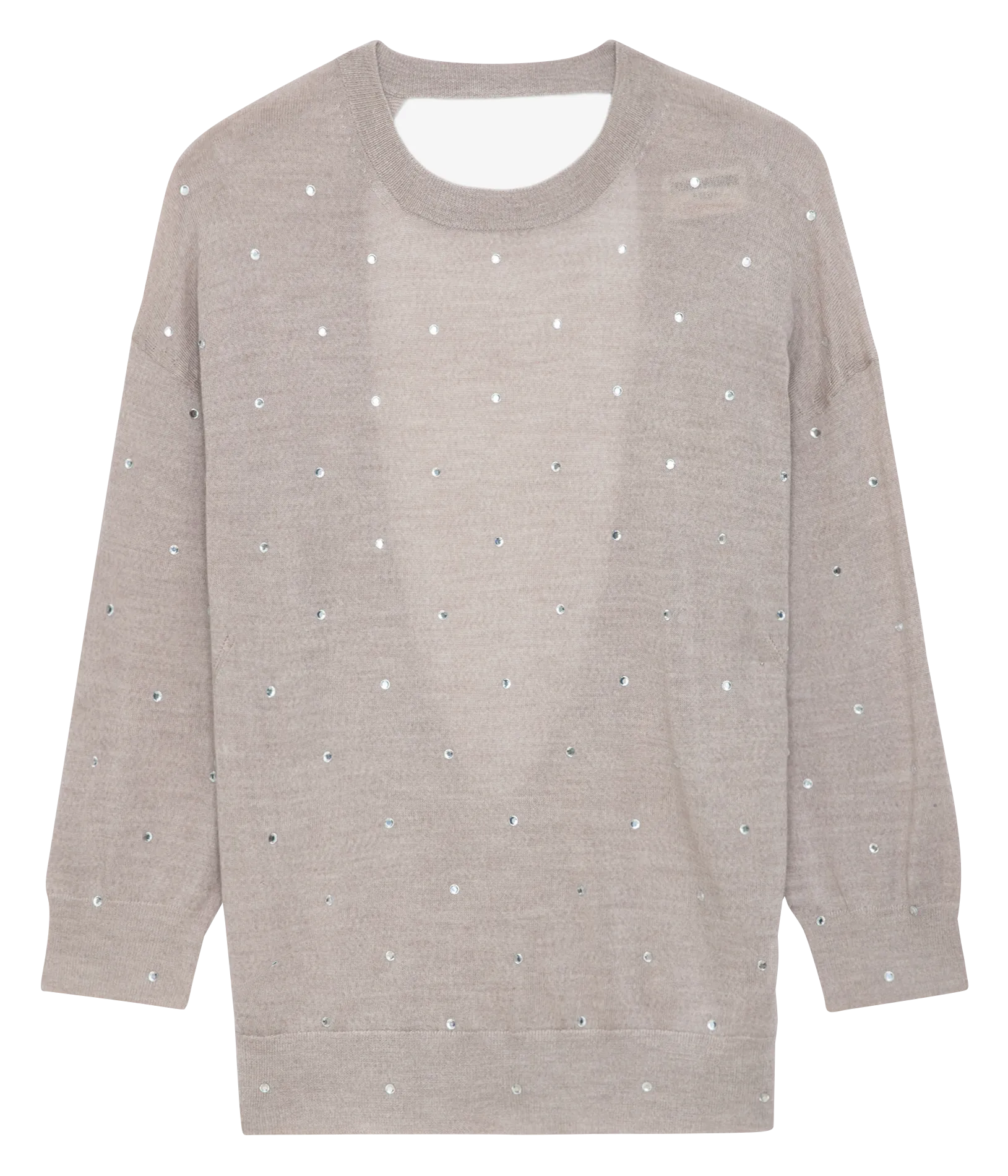 ZADIG&VOLTAIRE KANSY - Jersey recto de lana merina con cuello redondo en beige