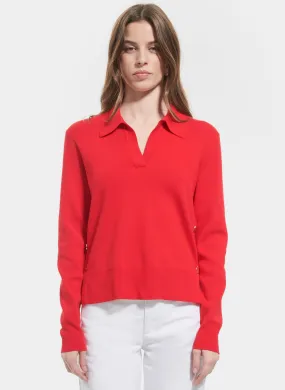 ZAPA POLO - Jersey ajustado de algodón con cuello de pico en rojo