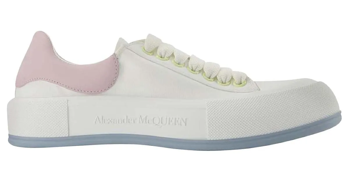 Zapatillas Oversize - Alexander Mcqueen - Blanco/Rosa - Cuero Impresión de pitón 