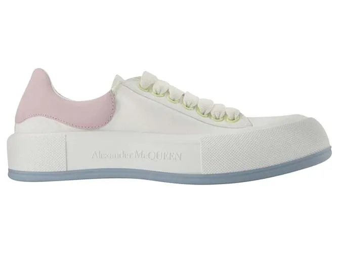 Zapatillas Oversize - Alexander Mcqueen - Blanco/Rosa - Cuero Impresión de pitón 