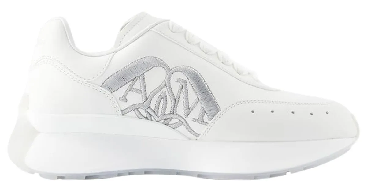 Zapatillas Sprint Runner - Alexander Mcqueen - Cuero - Blanco/plata 